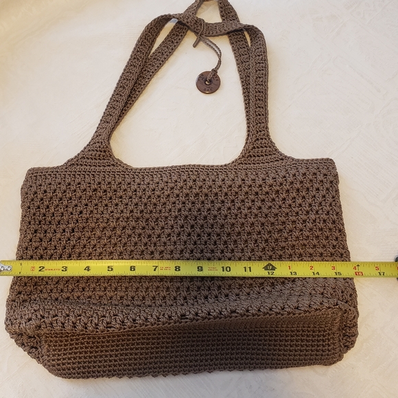 The Sak Crochet Shoulder/Hand Bag Dark Taupe Color - Picture 7 of 16